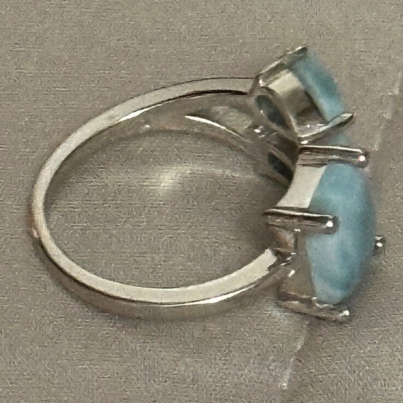 925 Sterling Silver Ring & 3 Larimar Stones in different shapes. - Picture 4 of 10